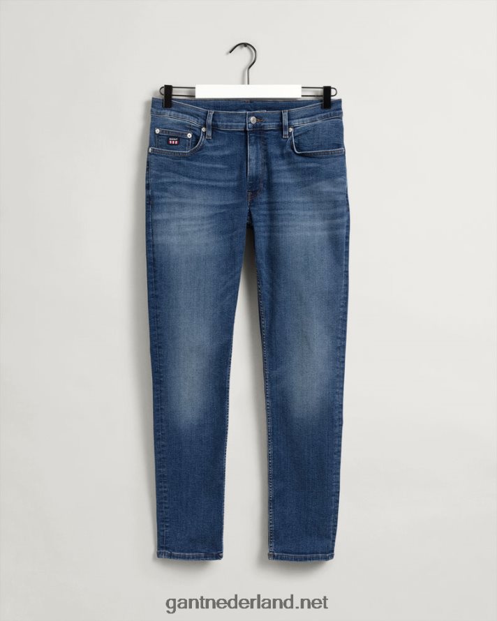 GANT Heren middenblauw ingebroken maxen extra slim fit retro shield jeans R48460416