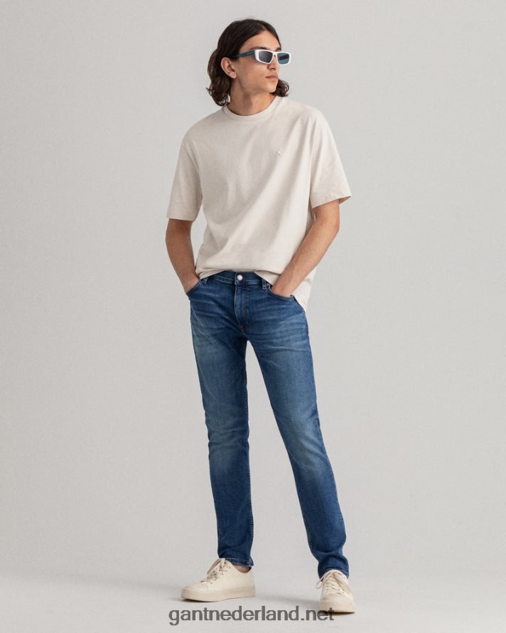 GANT Heren middenblauw ingebroken maxen extra slim fit retro shield jeans R48460416