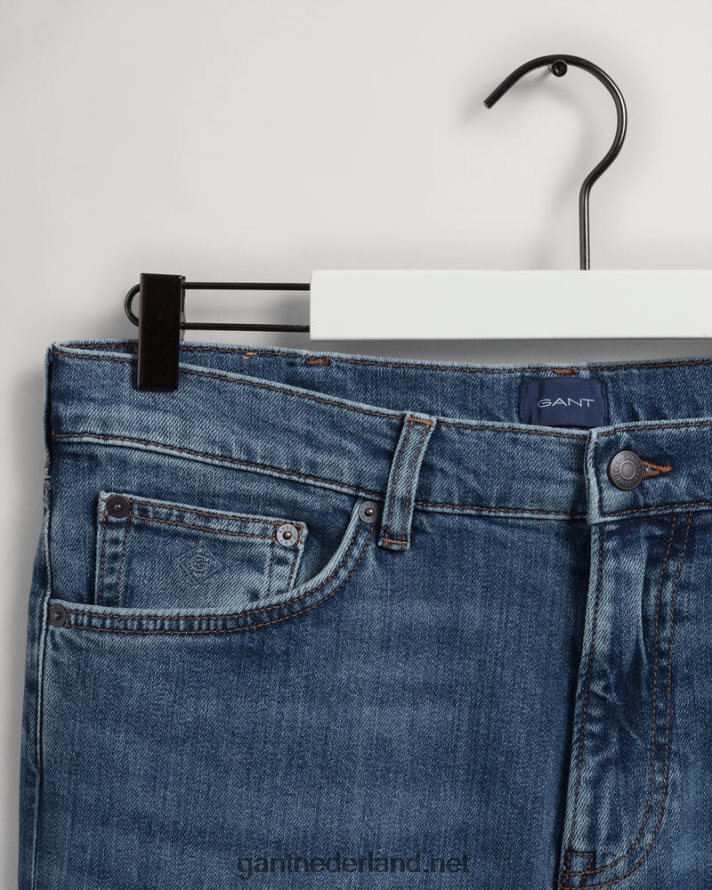 GANT Heren middenblauw ingedragen arley jeans met normale pasvorm R48460414