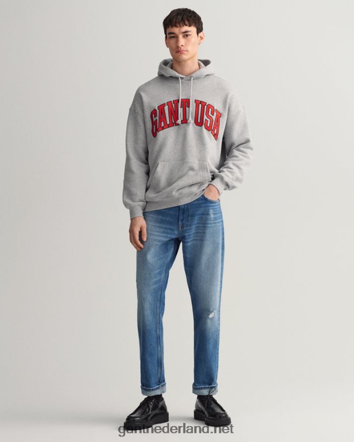 GANT Heren middenblauwe wijnoogst versleten en gescheurde spijkerbroek R48460405