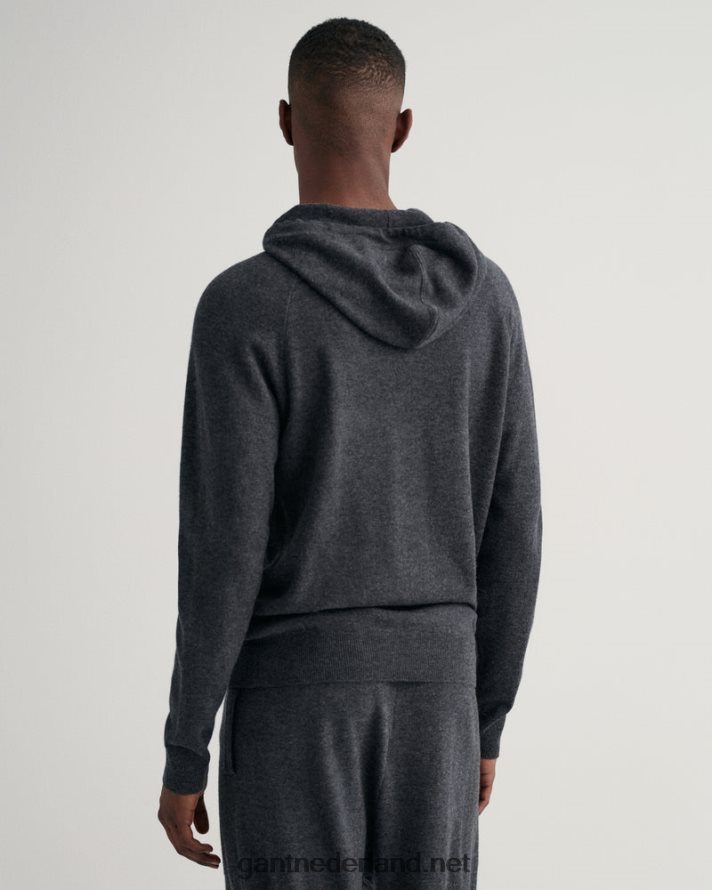 GANT Heren antraciet gemêleerd gebreide hoodie R48460357