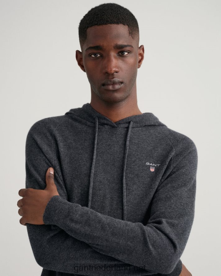 GANT Heren antraciet gemêleerd gebreide hoodie R48460357