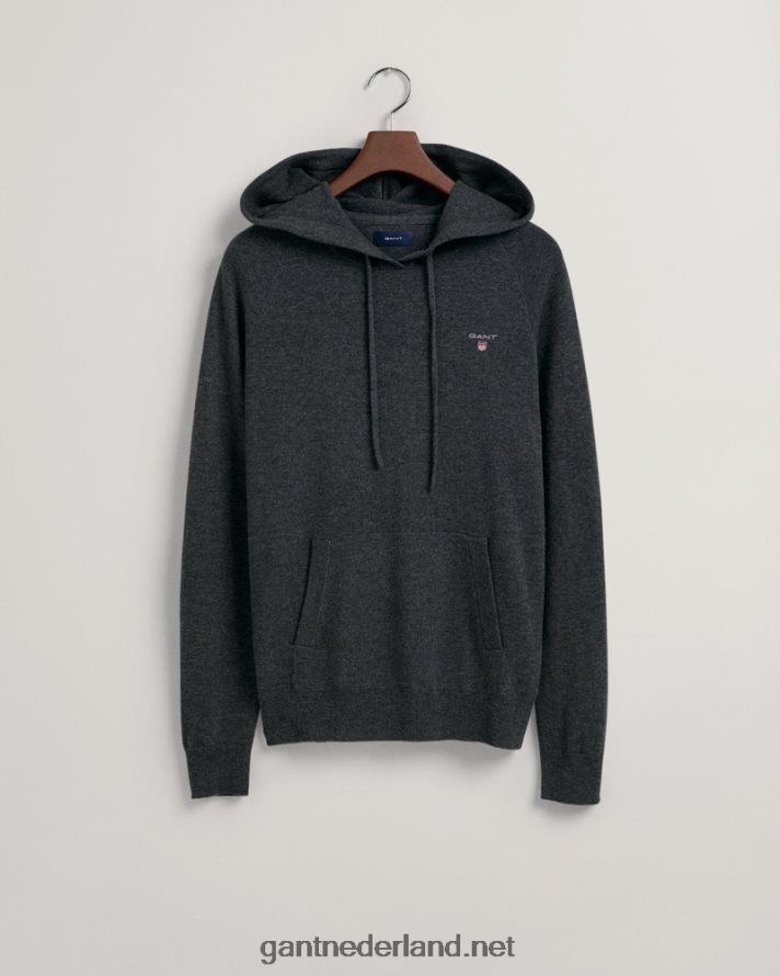 GANT Heren antraciet gemêleerd gebreide hoodie R48460357