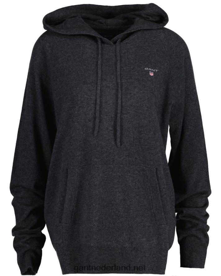 GANT Heren antraciet gemêleerd gebreide hoodie R48460357