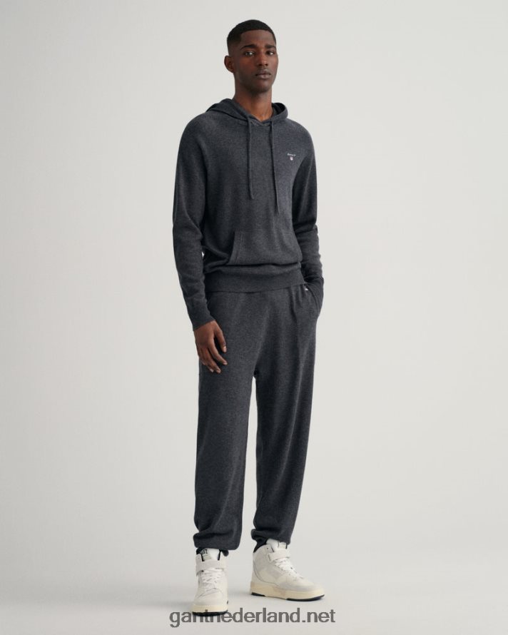 GANT Heren antraciet gemêleerd gebreide hoodie R48460357