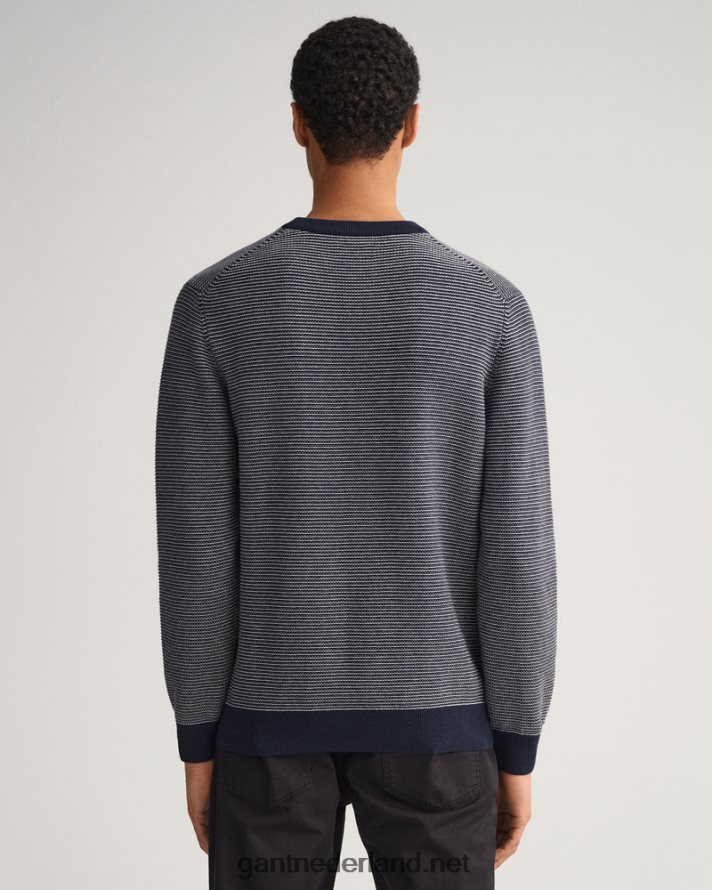 GANT Heren avond blauw trui met ronde hals en lichte structuur R48460339