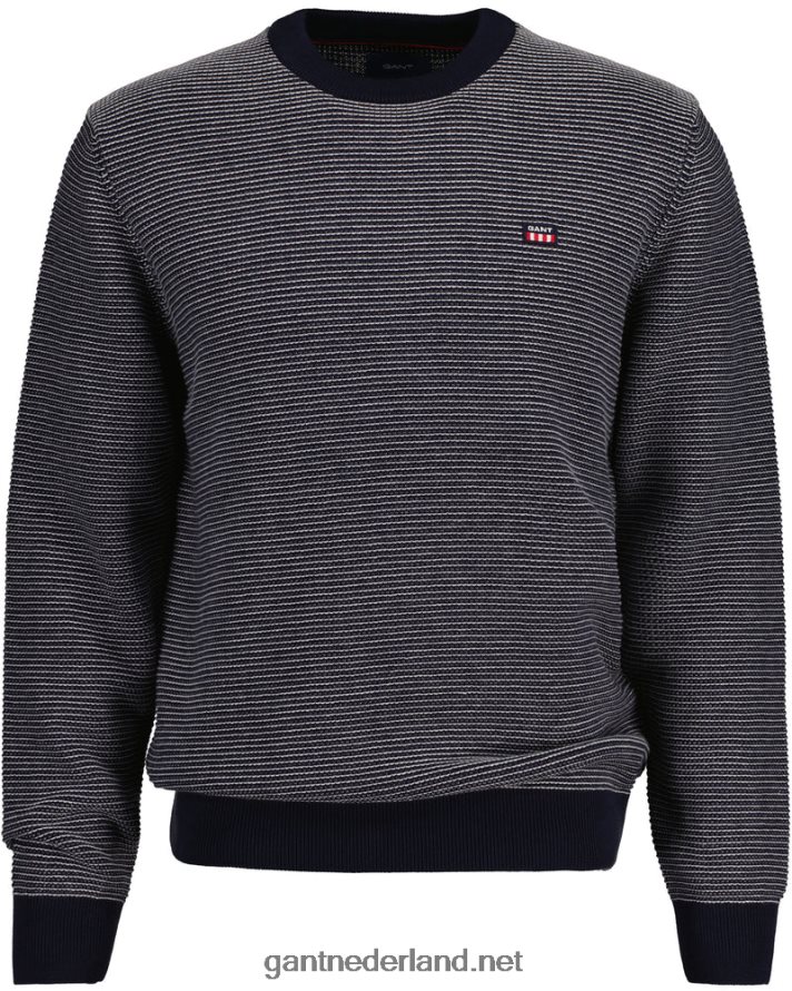 GANT Heren avond blauw trui met ronde hals en lichte structuur R48460339