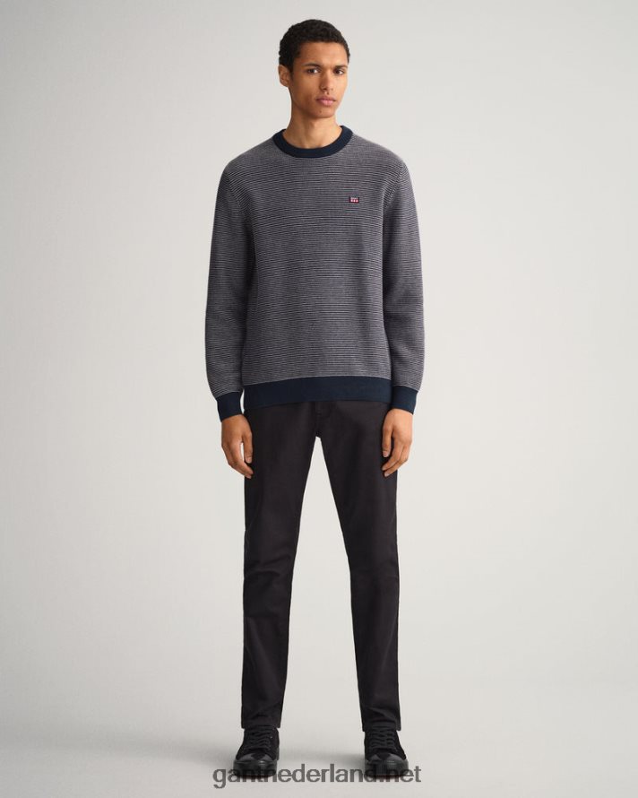 GANT Heren avond blauw trui met ronde hals en lichte structuur R48460339