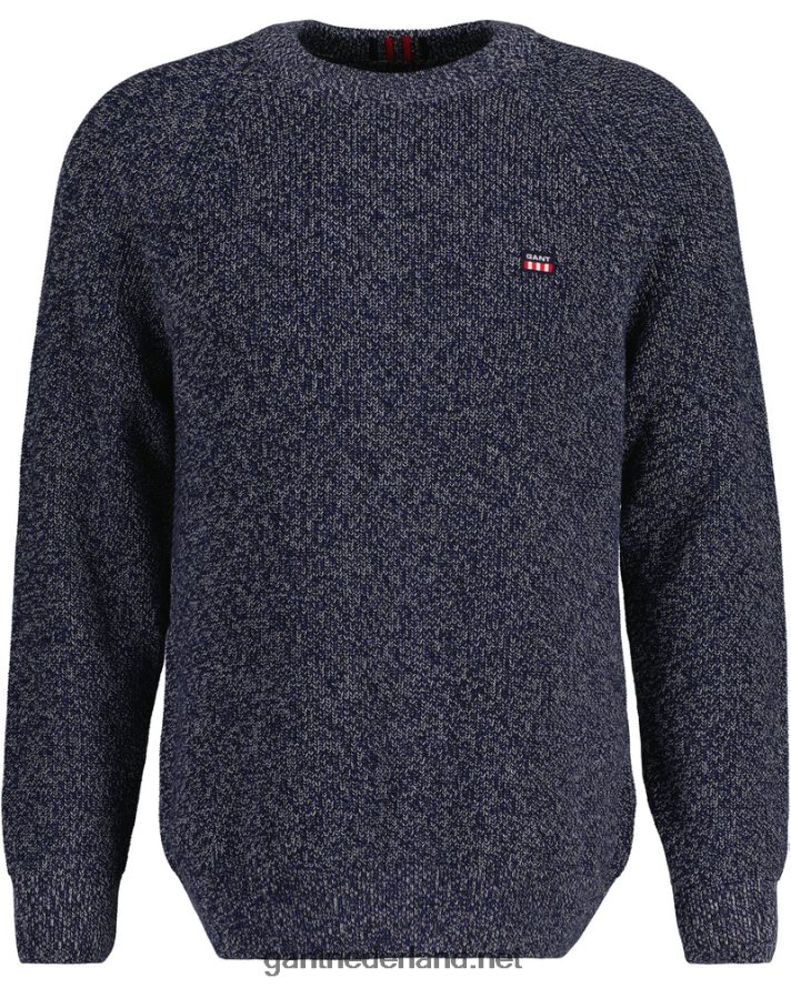 GANT Heren avond blauw trui van gedraaid katoen met ronde hals R48460317