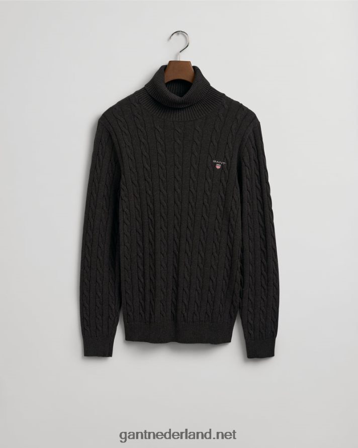 GANT Heren dk houtskool melange katoenen kabel coltrui R48460356