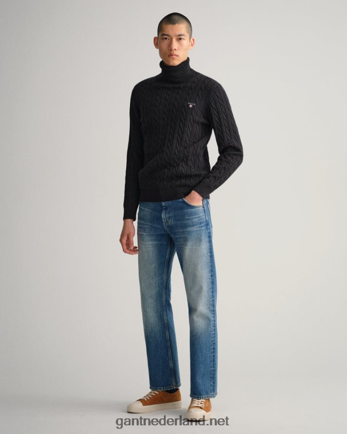 GANT Heren dk houtskool melange katoenen kabel coltrui R48460356