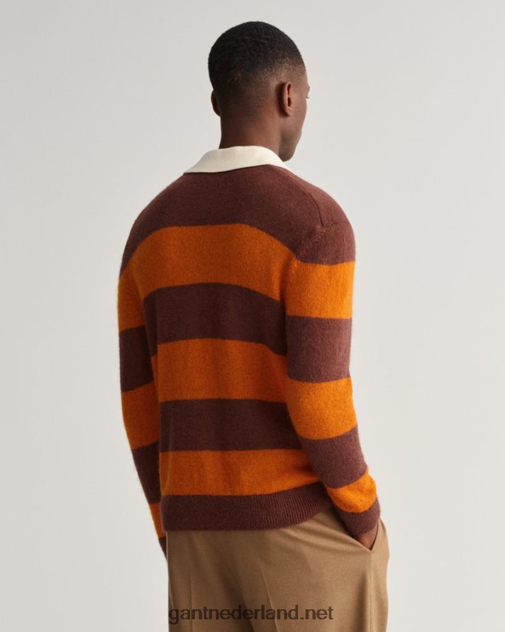 GANT Heren gouden sinaasappel mohair barstripe rugger R48460349