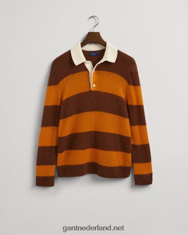 GANT Heren gouden sinaasappel mohair barstripe rugger R48460349