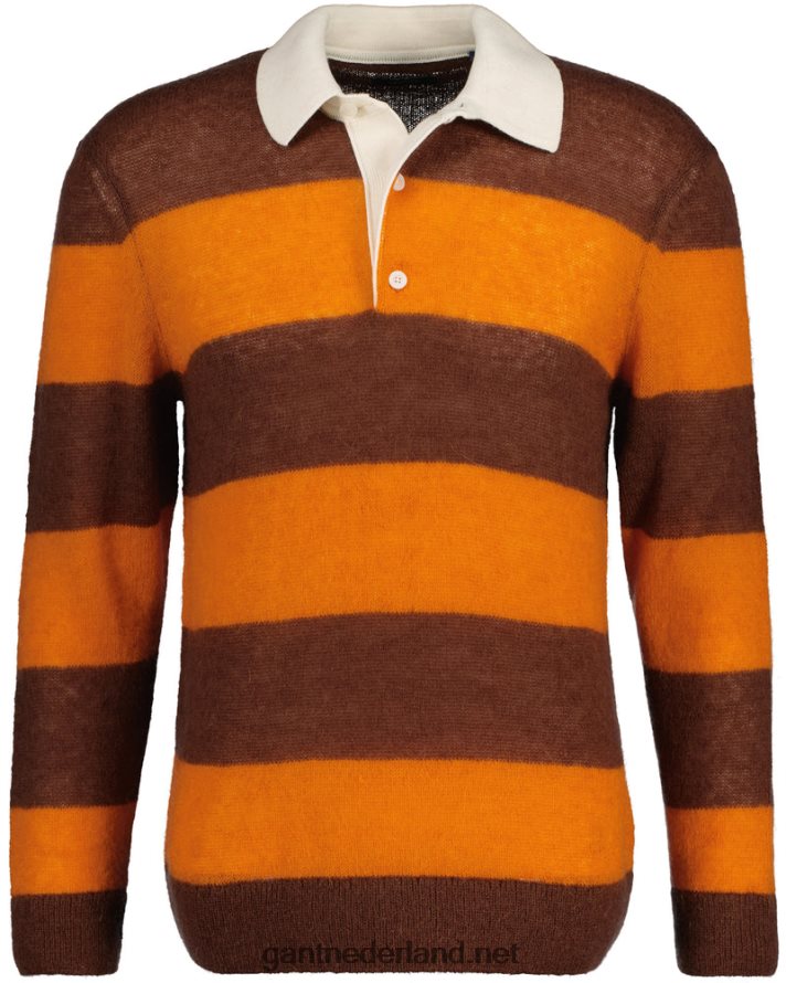 GANT Heren gouden sinaasappel mohair barstripe rugger R48460349