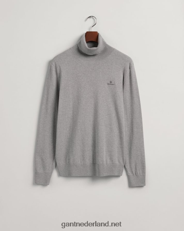 GANT Heren grijs gemêleerd katoenen kasjmier coltrui R48460316
