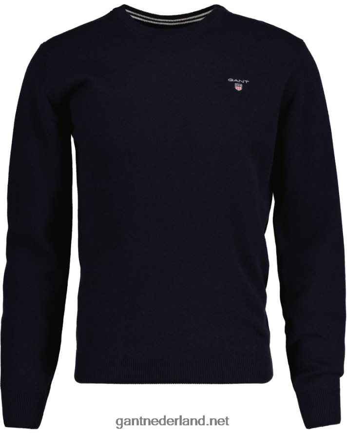 GANT Heren marinier superfijne lamswollen trui met ronde hals R48460322