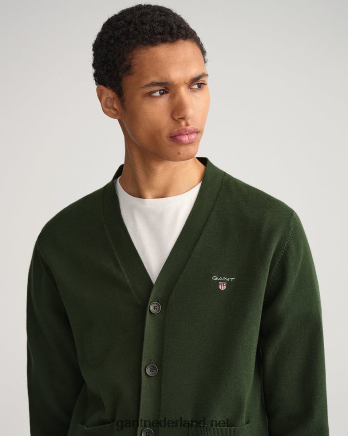 GANT Heren storm groen klassiek katoenen vest met v-hals R48460344