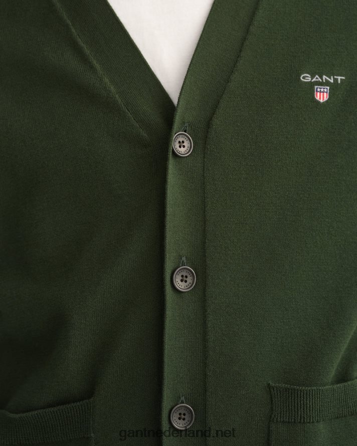GANT Heren storm groen klassiek katoenen vest met v-hals R48460344