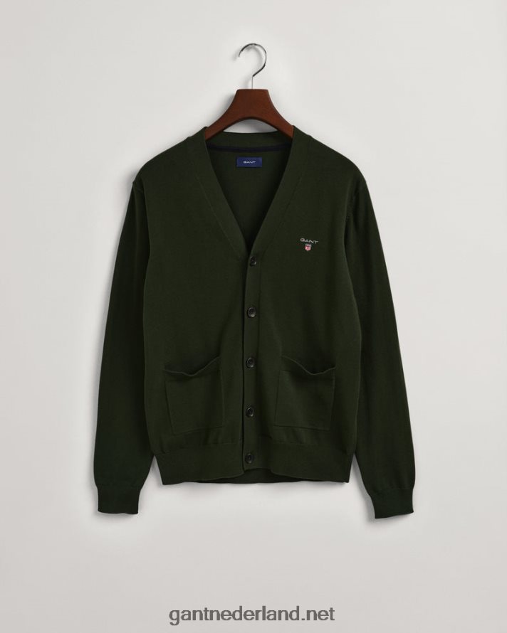 GANT Heren storm groen klassiek katoenen vest met v-hals R48460344