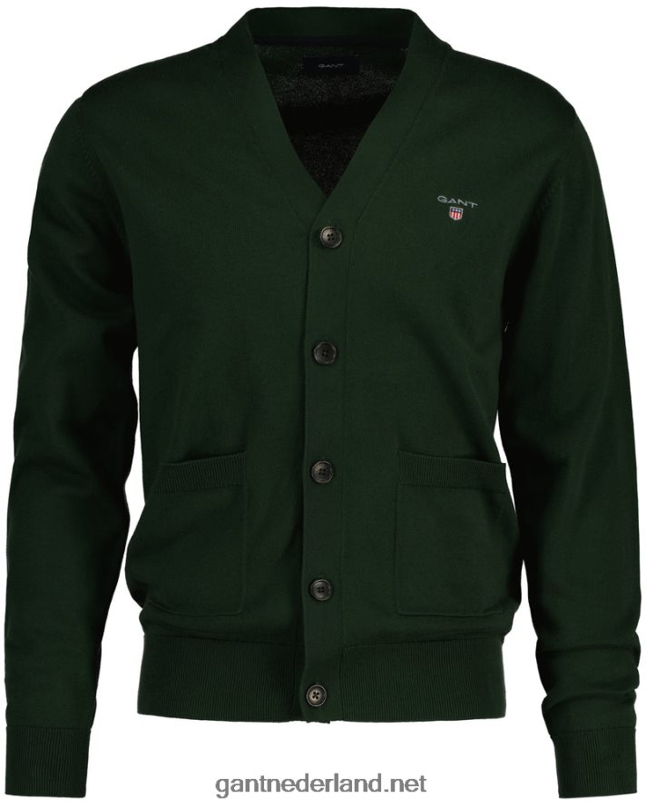GANT Heren storm groen klassiek katoenen vest met v-hals R48460344
