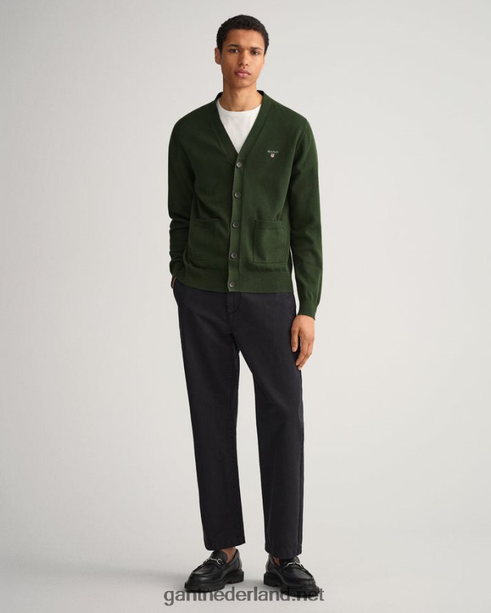 GANT Heren storm groen klassiek katoenen vest met v-hals R48460344