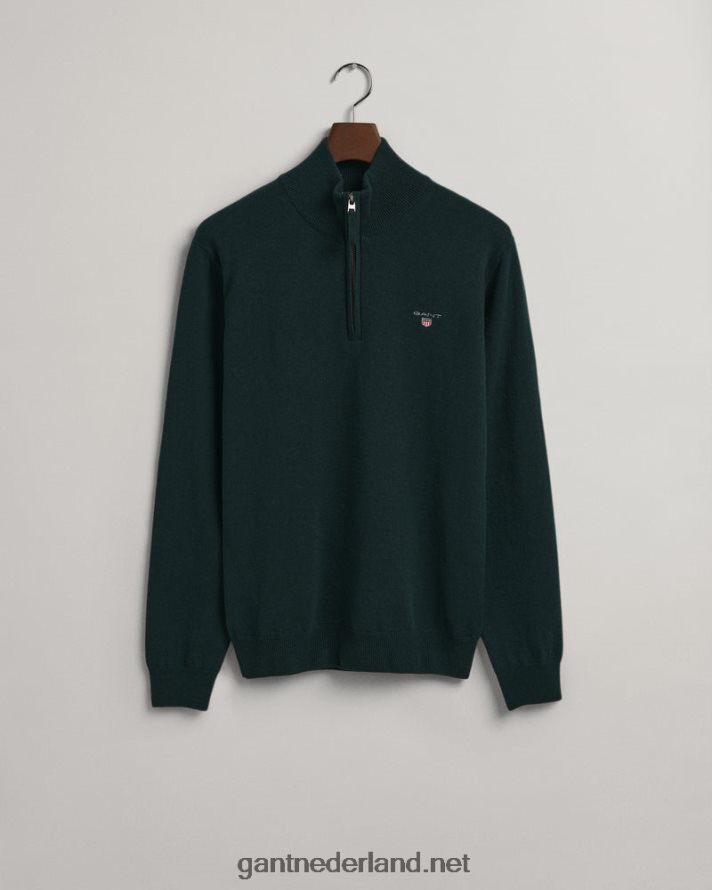 GANT Heren tartan groen superfijne lamswollen trui met halve rits R48460332