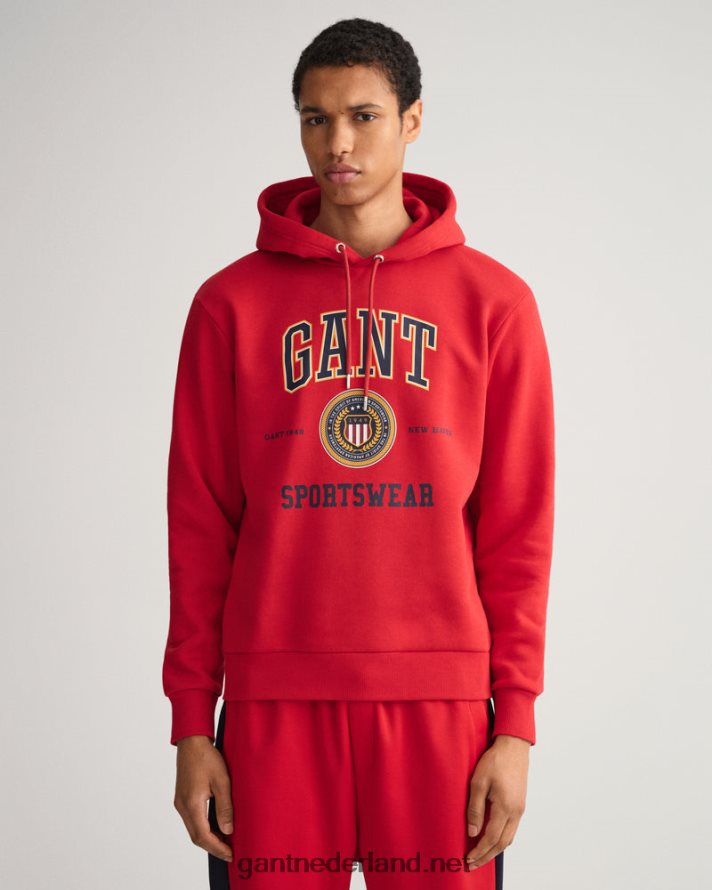 GANT Heren Robijn rood Crest Shield-sweathoodie R48460290
