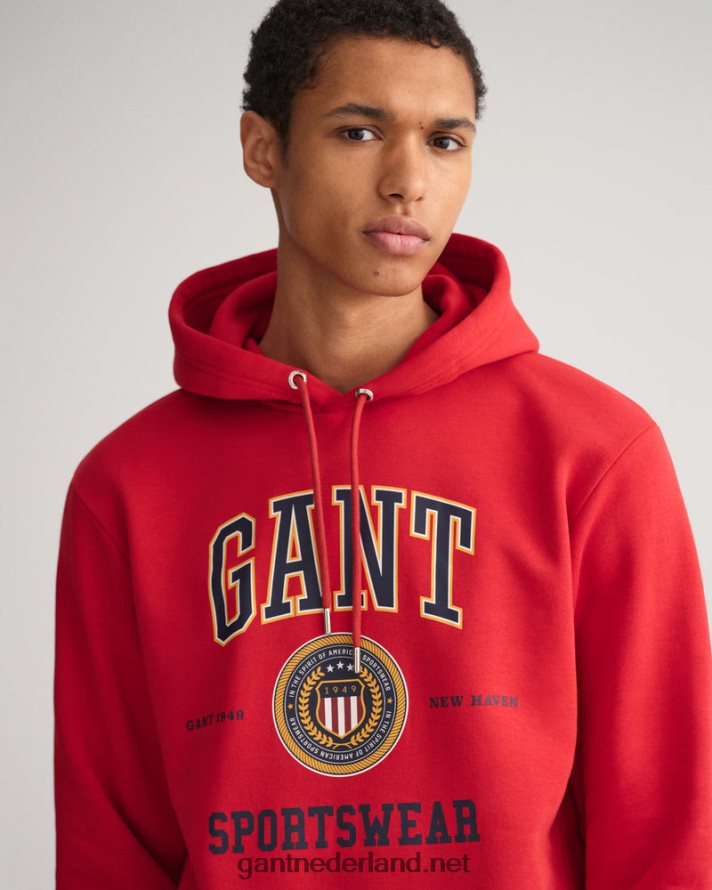 GANT Heren Robijn rood Crest Shield-sweathoodie R48460290