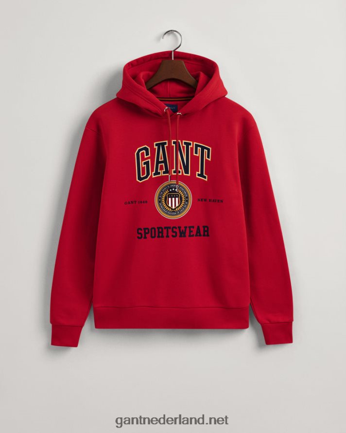 GANT Heren Robijn rood Crest Shield-sweathoodie R48460290