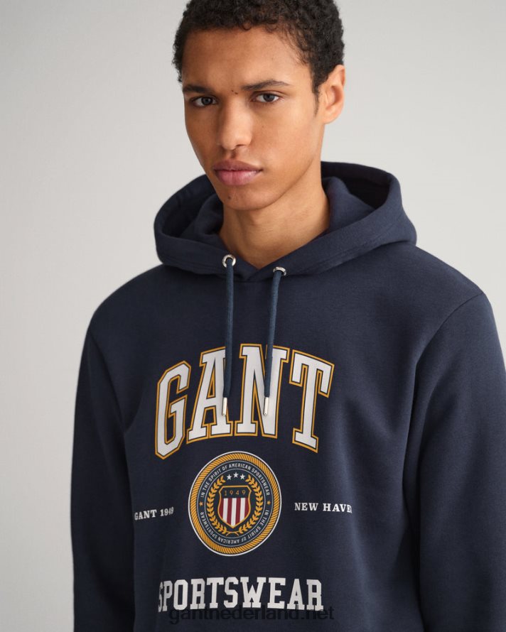 GANT Heren avond blauw Crest Shield-sweathoodie R48460280
