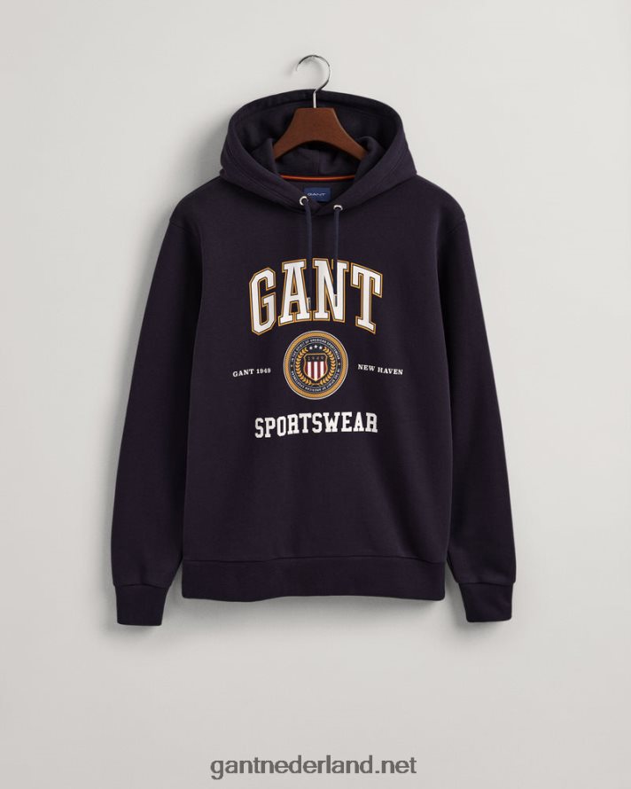 GANT Heren avond blauw Crest Shield-sweathoodie R48460280