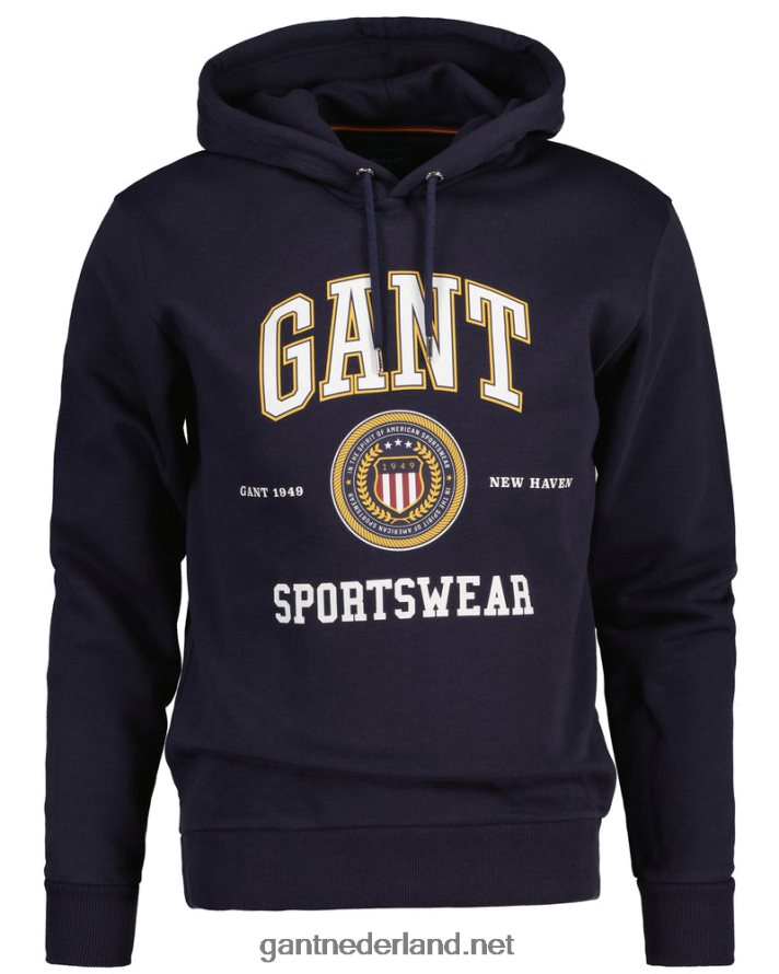 GANT Heren avond blauw Crest Shield-sweathoodie R48460280