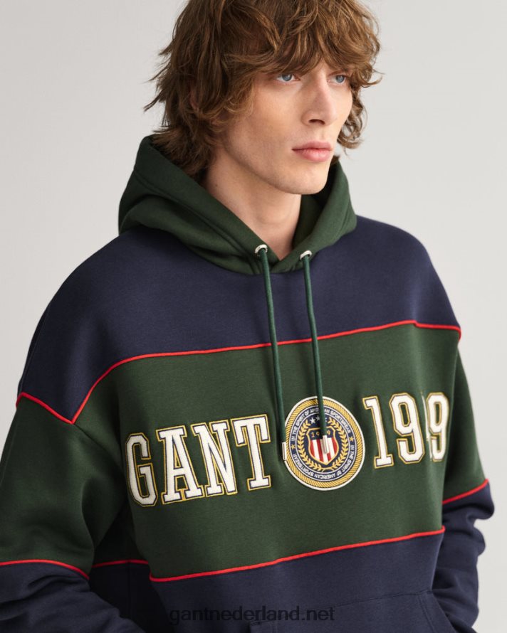 GANT Heren avond blauw Crest schild blok hoodie R48460296