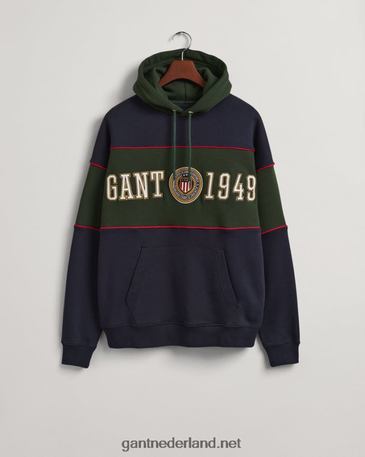 GANT Heren avond blauw Crest schild blok hoodie R48460296