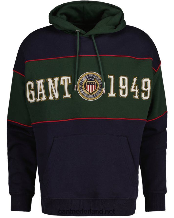 GANT Heren avond blauw Crest schild blok hoodie R48460296