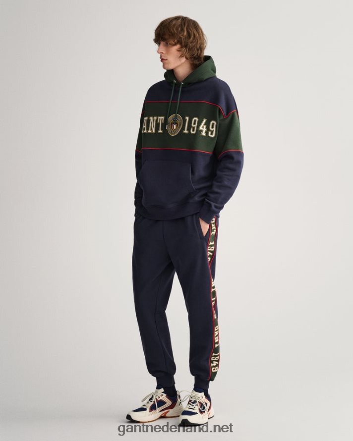 GANT Heren avond blauw Crest schild blok hoodie R48460296