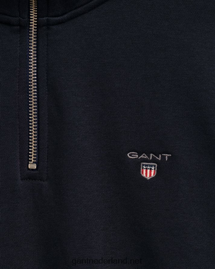 GANT Heren avond blauw origineel sweatshirt met halve ritssluiting R48460240