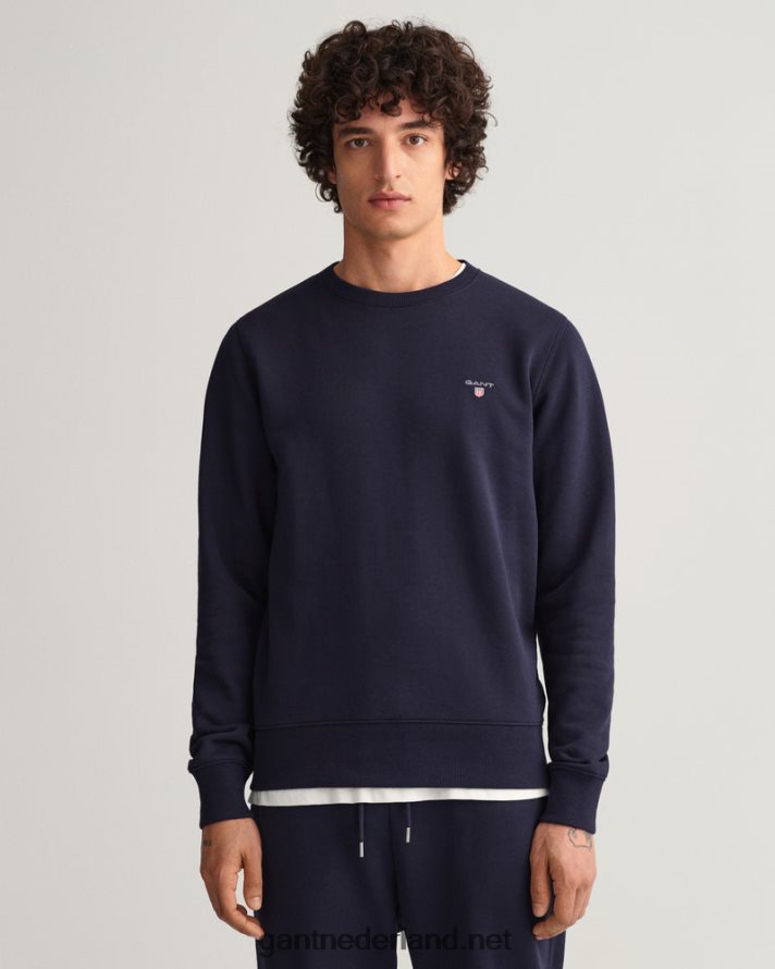 GANT Heren avond blauw origineel sweatshirt met ronde hals R48460288