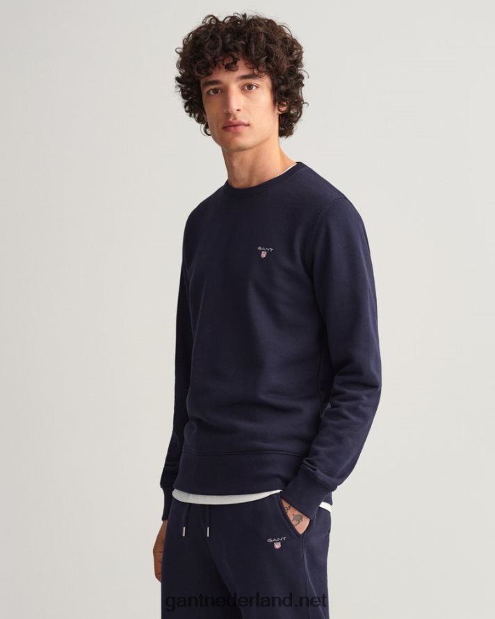 GANT Heren avond blauw origineel sweatshirt met ronde hals R48460288