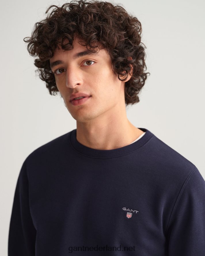 GANT Heren avond blauw origineel sweatshirt met ronde hals R48460288