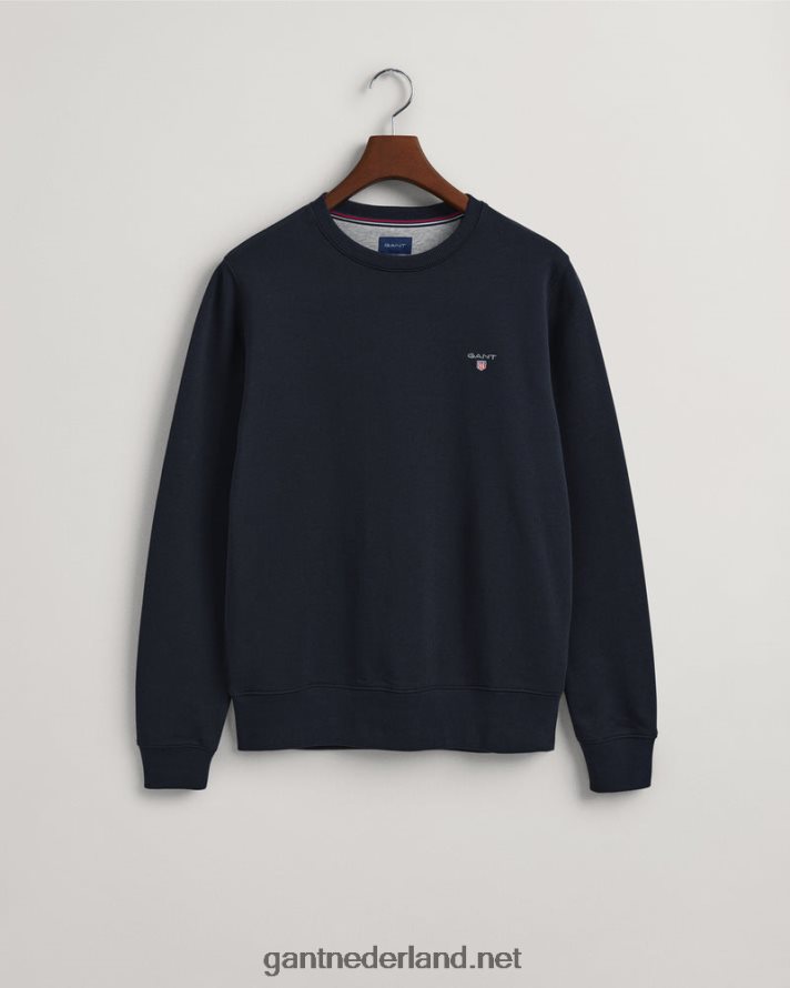 GANT Heren avond blauw origineel sweatshirt met ronde hals R48460288