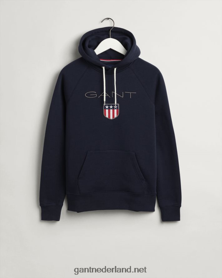 GANT Heren avond blauw schild hoodie R48460237
