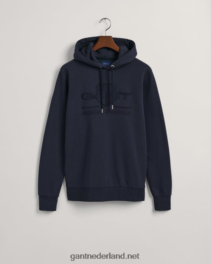 GANT Heren avond blauw ton-sur-ton archief schild hoodie R48460260