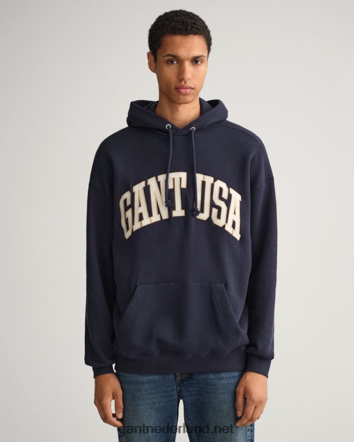 GANT Heren avond blauw usa grafische sweat hoodie R48460231