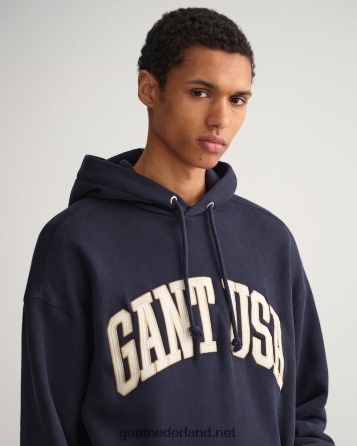 GANT Heren avond blauw usa grafische sweat hoodie R48460231