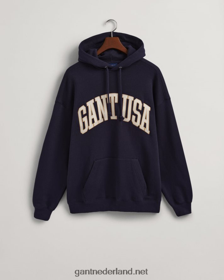 GANT Heren avond blauw usa grafische sweat hoodie R48460231