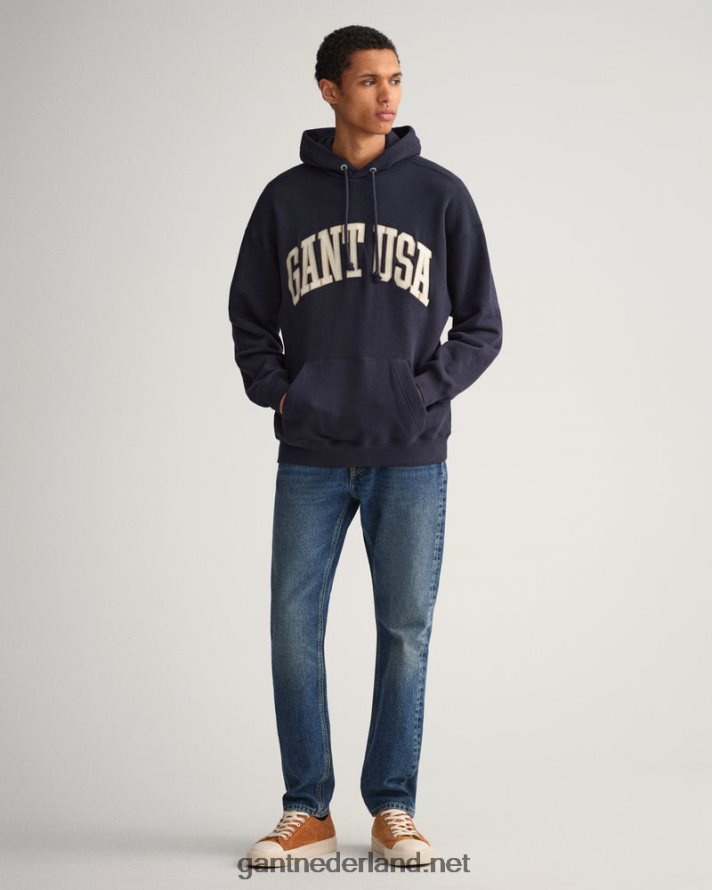 GANT Heren avond blauw usa grafische sweat hoodie R48460231