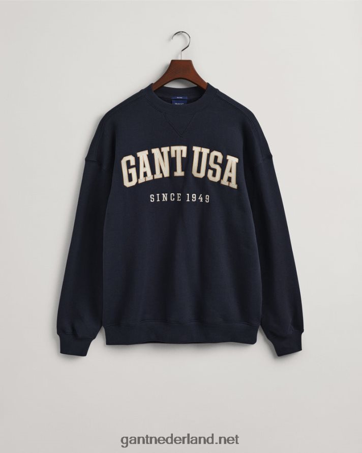 GANT Heren avond blauw usa graphic sweatshirt met ronde hals R48460227