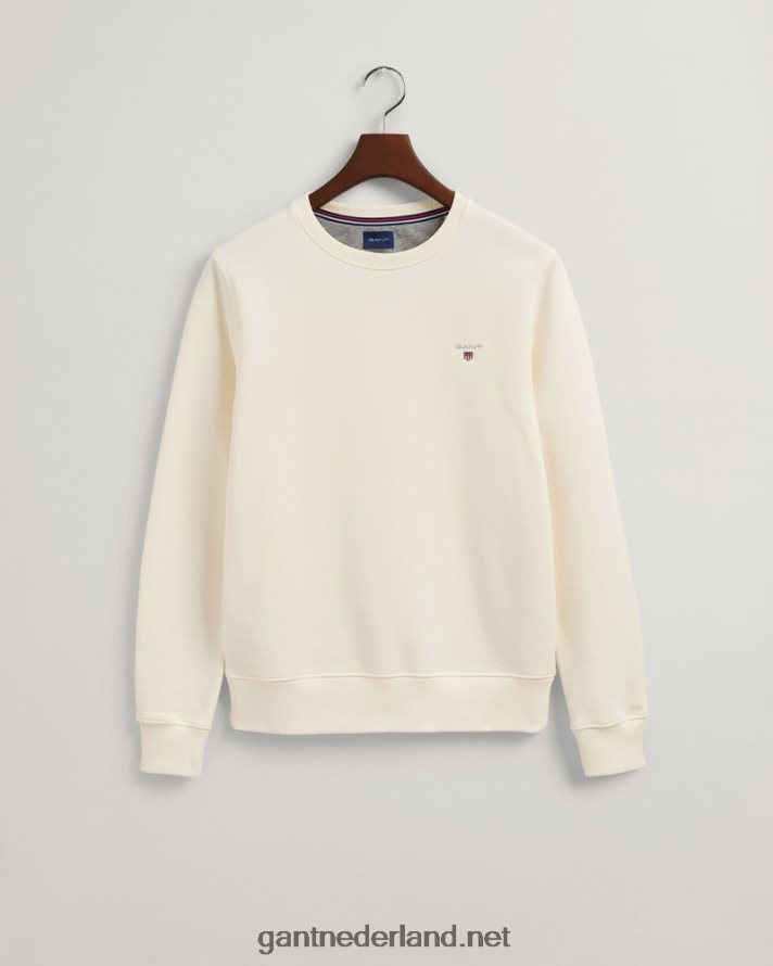 GANT Heren eierschaal origineel sweatshirt met ronde hals R48460281