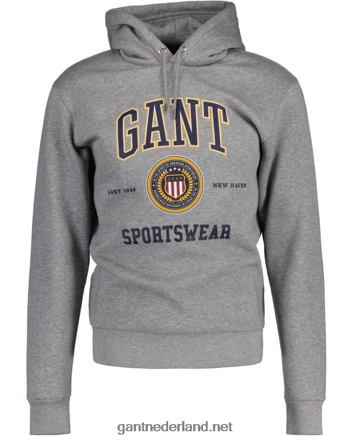 GANT Heren grijs gemêleerd Crest Shield-sweathoodie R48460282